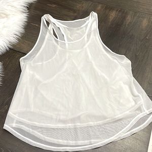 White Lululemon Layered Mesh Tank Top